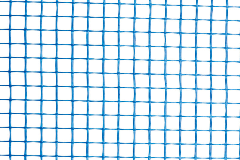 Blaue Gewebe-Rolle für Außenputz, 145g/m², 100m lang, stabil und wetterfest.