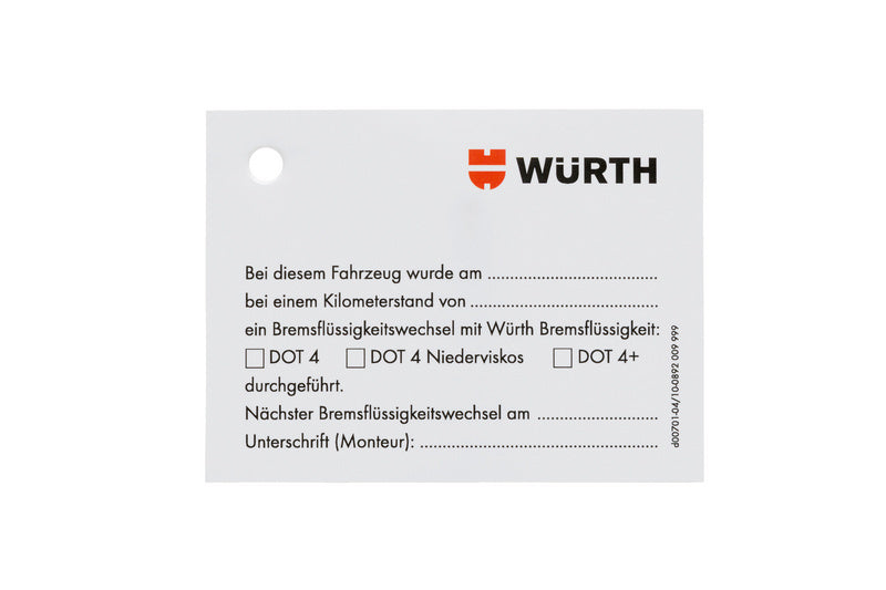 Bremsflüssigkeit Zubehör- ETIK-F.BREMSFLUESS     Verpackungsinhalt    50 Einheit