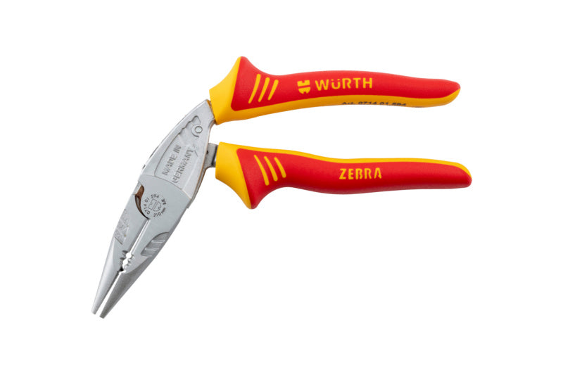 Flachrundzange VDE-FLRDZANG-VDE-ERGO-ABGWNKL-L210MM     Verpackungsinhalt    6 Einheit