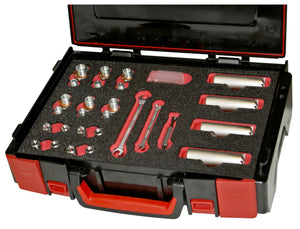 Set of 29-piece screw repair tools in a compact storage case.