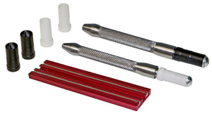 Set mit sieben Zentrier- und Montagehilfen für Fahrradräder in verschiedenen Größen