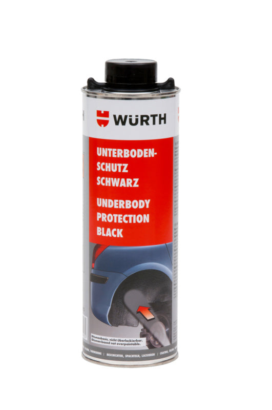 Sprühbare schwarze Unterbodenschutzflasche mit 1000 ml Inhalt für Rost- und Korrosionsschutz.