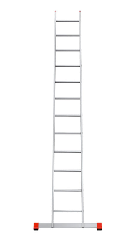 Aluminium Anlegeleiter mit rutschfesten Sprossen und klappbarem Design für einfache Handhabung.