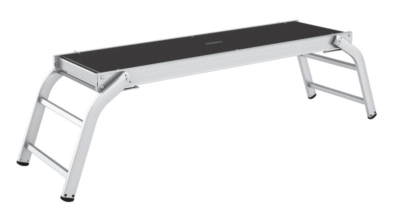 Aluminium Arbeitsplattform 1,7 x 0,5 Meter mit rutschfester Oberfläche und stabilen Füßen.