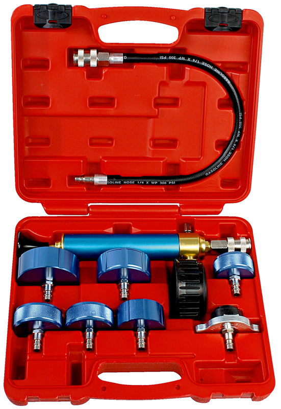 Kühlsystemtester Nfz Sotiment/Set- KUEHLSYSTEST-SET LKW ALU 9TLG.     Verpackungsinhalt    1 Einheit
