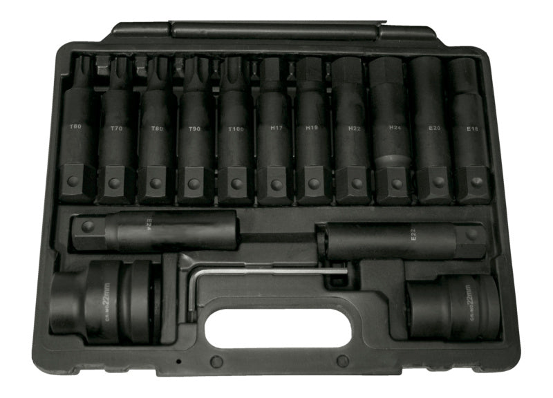 16-piece set of 3/4 inch and 1 inch KFT-STESHSL bits arranged in a case