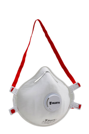 Einweg-Atemschutzmaske FFP3 mit Ventil und verstellbaren Ohrschlaufen, Packung mit 5 Stück.