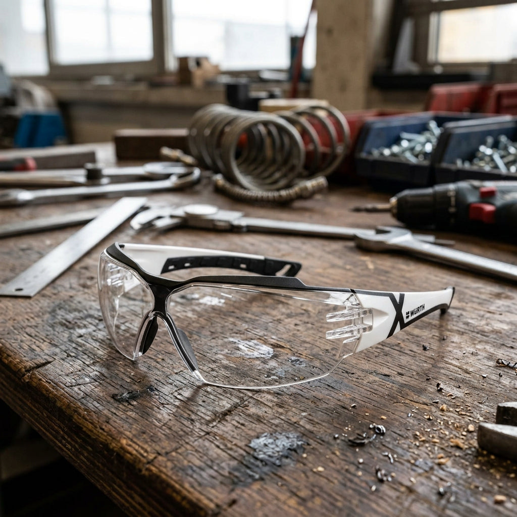 Klare Schutzbrille SHTZBRIL-(CETUS-X-TREME)-KLAR mit ergonomischem Design und rutschfesten Bügeln.
