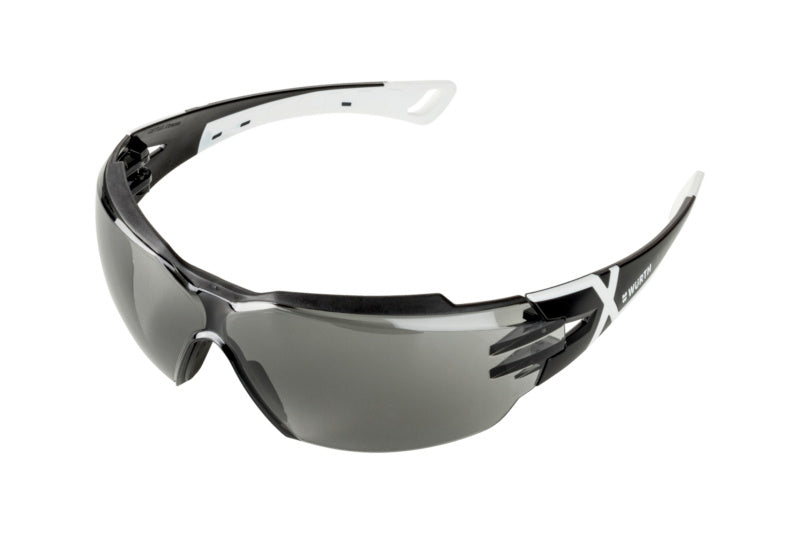 Schutzbrille in Grau mit bruchsicheren Polycarbonat-Gläsern und verstellbaren Nasenpolstern.