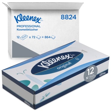 Kleenex Kosmetiktücher Standard in einer Großpackung mit 12 Boxen.