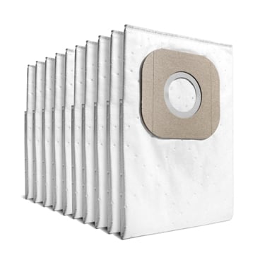 Pack of white paper vacuum cleaner bags with cardboard collars.