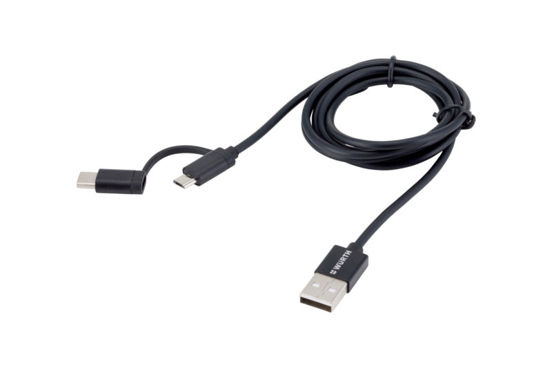 Black 120 cm micro USB cable with flexible design and durable connectors.