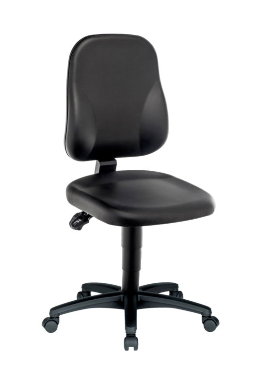 Ergonomischer Arbeitsstuhl mit höhenverstellbarem Sitz und gepolsterten Armlehnen in modernem Design.