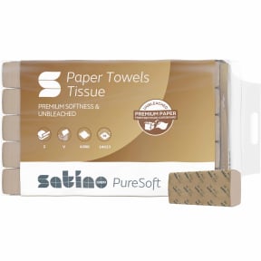 Satino PureSoft Handtuchpapier, 2-lagig, soft beige, Recycling, W-Falz.