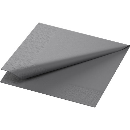 Zelltuch-Serviette 24x24 cm in granite grey mit 3 Lagen und 1/4-Falz, stapelbar.