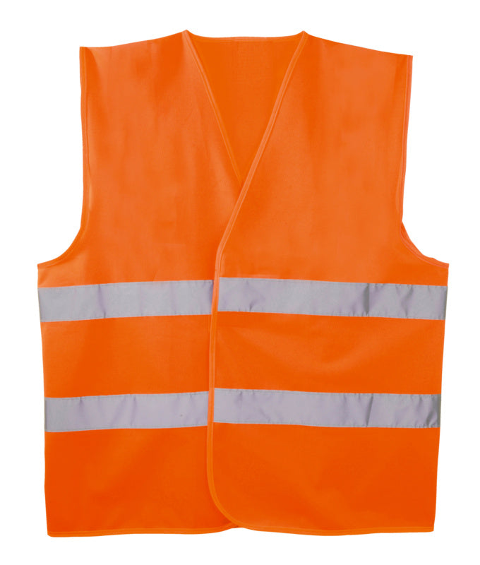 Leichte Warnschutzweste in leuchtgelb mit reflektierenden Streifen und Reißverschluss.