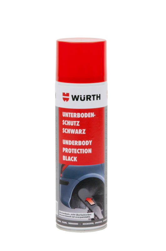 Schwarze 500ml Sprühdose mit Unterbodenschutz für Fahrzeuge gegen Korrosion und Steinschläge.
