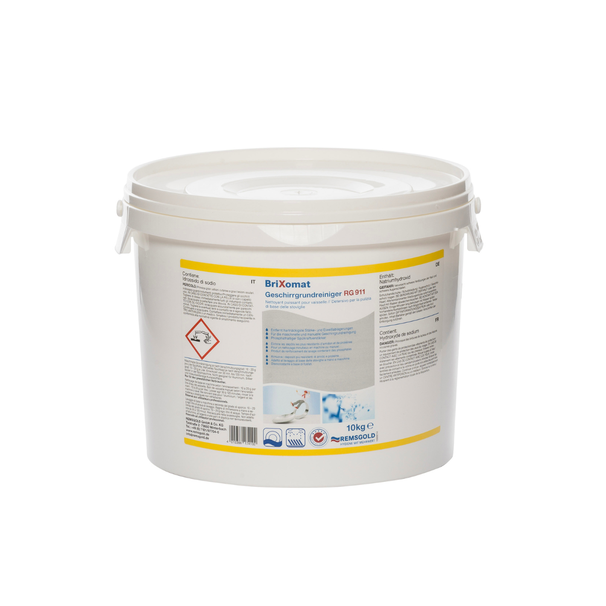 Brixomat Geschirrgrundreiniger RG 911 in einem 4,2kg Eimer für die Reinigung von Geschirr.