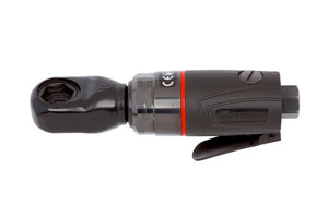 A pneumatic ratchet wrench with a compact design and ergonomic handle.