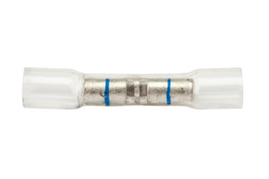 Blue shrimp feed with a size range of 1.5 to 2.5 mm, packaged in a 50-unit container.