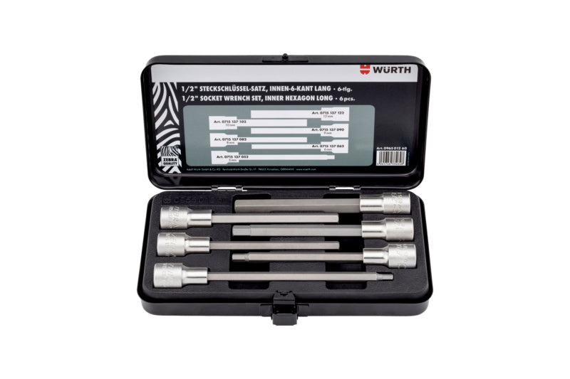 Steckschlüssel 1/2 Zoll Sortiment/Set-STESHSL-SORT-1/2ZO-IN6KT-LANG-6TLG     Verpackungsinhalt    1 Einheit