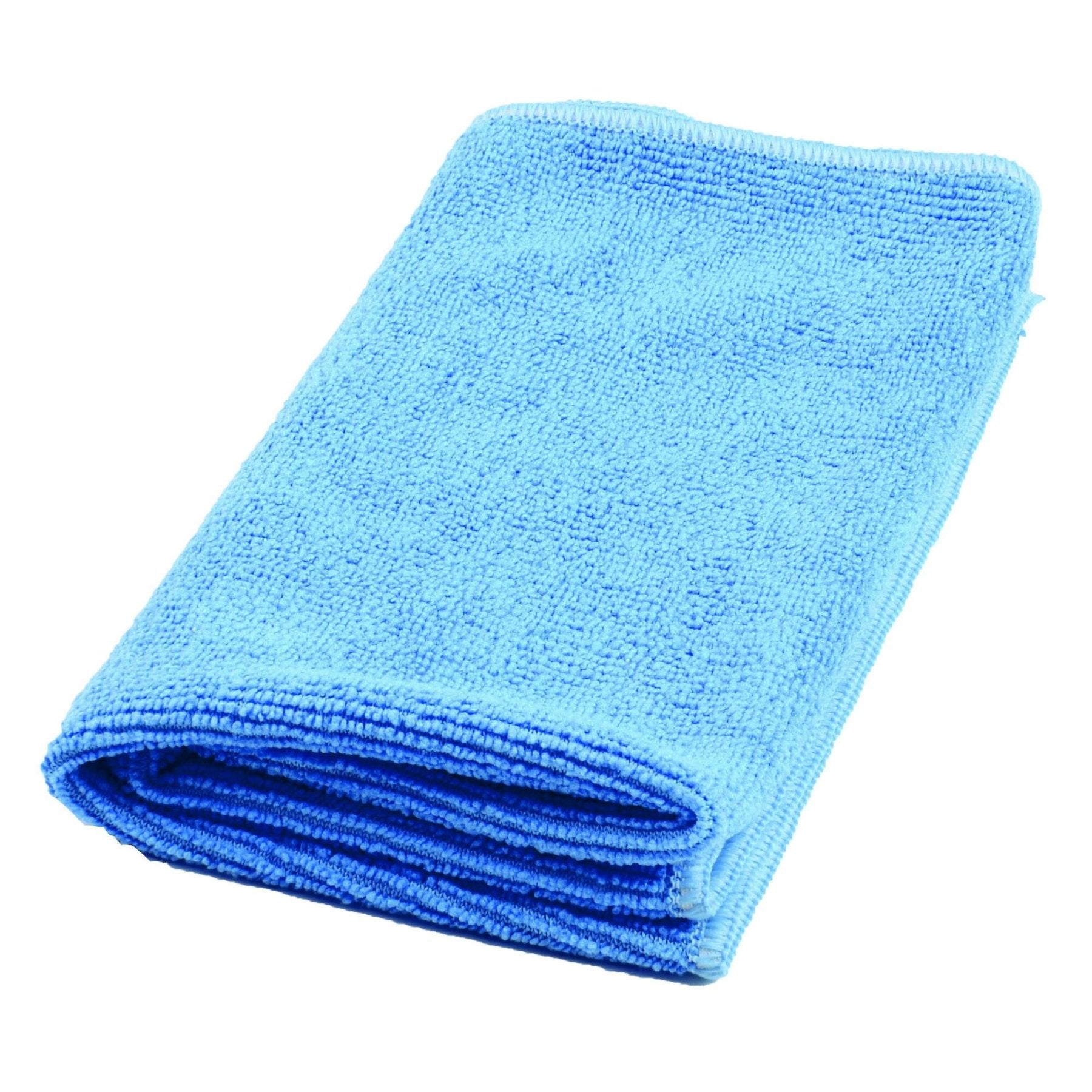 Ein blauer Mikrofasermopp, gefaltet, mit sichtbarer Textur.