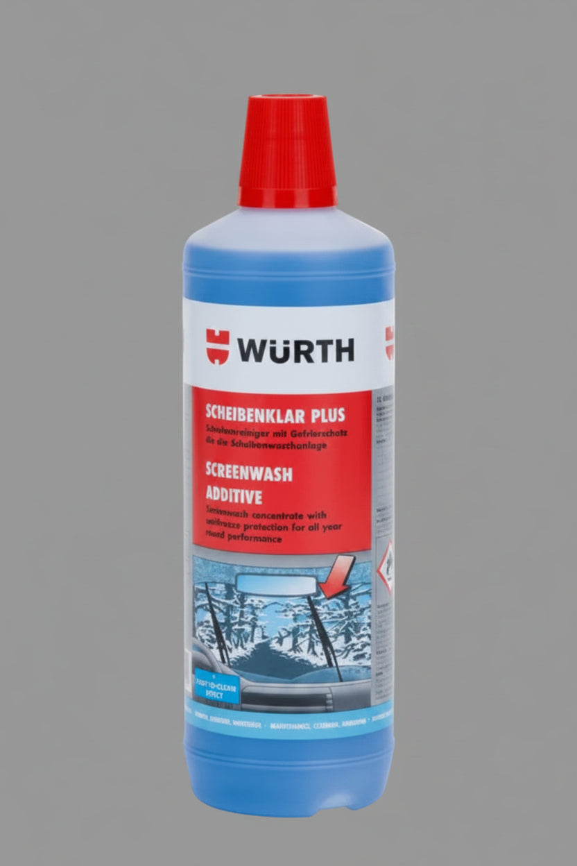 Flasche mit Scheibenreiniger SHBREINIG, klarer Frostschutz für Fahrzeugfenster im Winter.