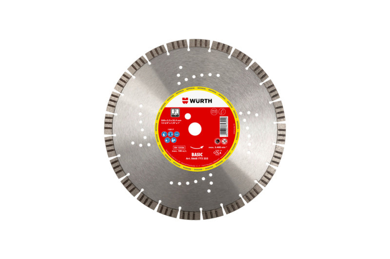 Diamanttrennscheibe mit 350 mm Durchmesser und 25,4 mm Bohrung für präzise Schnitte.