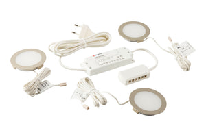 Dreier-Set Edelstahl LED-Leuchten mit neutralweißem Licht und modernem Design.