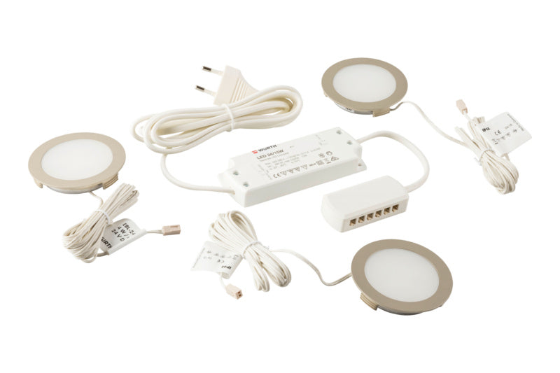 Dreier-Set Edelstahl LED-Leuchten mit neutralweißem Licht und modernem Design.