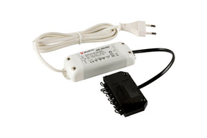 Kompakter LED-Transformator mit 9 Ausgängen, 9 Watt Leistung und 350 mA Ausgangsstrom.