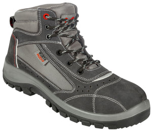 Grau Sicherheitsstiefel S1P GRUS mit durchtrittsicherer Sohle und verstärktem Zehenschutz.