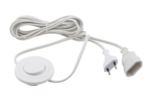 Runder, weißer Schalter mit glatter Oberfläche und 70 mm Durchmesser für Elektroinstallationen.