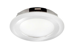 Schlanke LED-Einbauleuchte mit modernem Design und warmem Licht für verschiedene Räume.