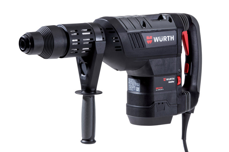 Bohr- und Meißelhammer Elektro mit ergonomischem Griff und Zubehörset für vielseitige Anwendungen.