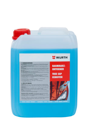 Fünf Liter Baumharzentferner in einem stabilen Behälter zur effektiven Entfernung von Harz.
