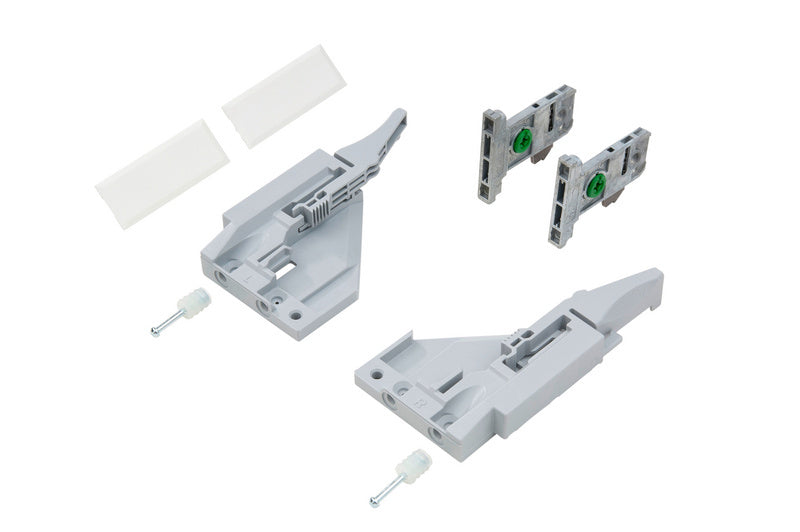 Zargensystem-Vionaro-Zubehörset mit Beschlägen, Verbindungselementen und Montagewerkzeugen.