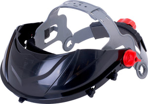 Gesichtsschutzschirm aus HDPE mit verstellbarem Band für sicheren Sitz und klare Sicht.