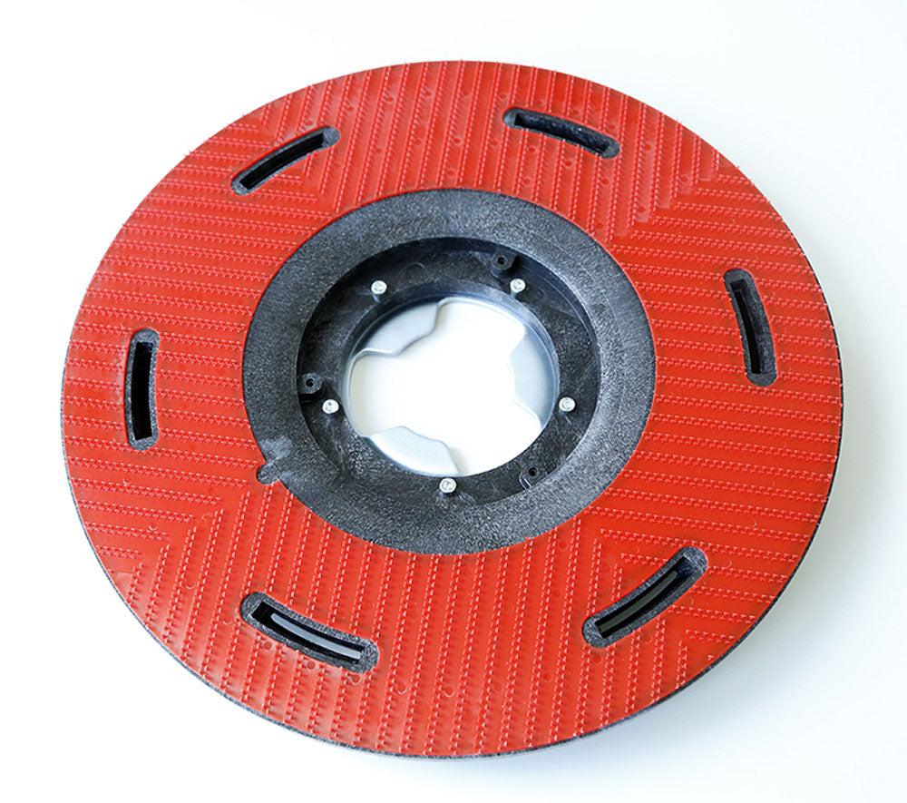 Columbus Treibteller D=406 mm, rot mit schwarzen Schlitzen.