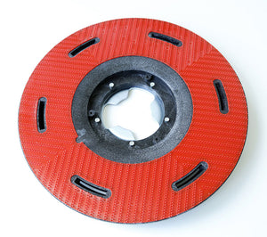 Columbus Treibteller D=406 mm, rot mit schwarzen Schlitzen.