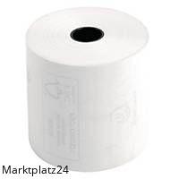 Thermorolle in weiß mit einer Breite von 57mm und einer Länge von 45m, verpackt in 10 Stück.