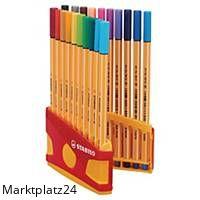 Set mit 20 STABILO Point 88 Finelinern in verschiedenen Farben mit 0,4 mm feiner Spitze.