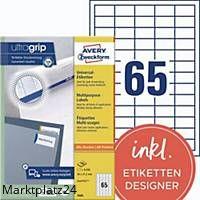 AVERY 3666 L+K ETIK. 38X21,2MM WE BX6500 - Marktplatz24