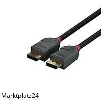 Zweimetriertes LINDY DisplayPort 1.4 Kabel mit vergoldeten Anschlüssen und geflochtener Ummantelung.
