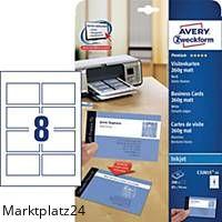 25 weiße AVERY Inkjet-Visitenkarten 85x54 mm mit glatter Oberfläche im Paket