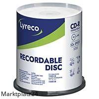 Spindle containing 100 LYRECO CD-R discs, each with 80 minutes and 700 MB capacity.