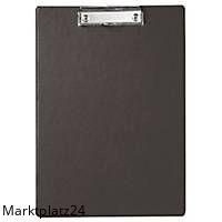 Schwarzes MAUL Klemmbrett aus PVC in A4 mit robuster Klemme und Stiftmulde.