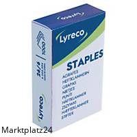 Lyreco VZ 26/6 staples in a box of 1000, made of durable metal for reliable binding.