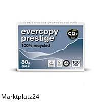 Packung mit 500 Blatt EVERCOPY PRESTIGE Recycling-Druckerpapier A3, 80 g/m², weiß