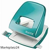 Leitz 5008 WOW Locher in Eisblau mit ergonomischem Griff für 30 Blatt Papier